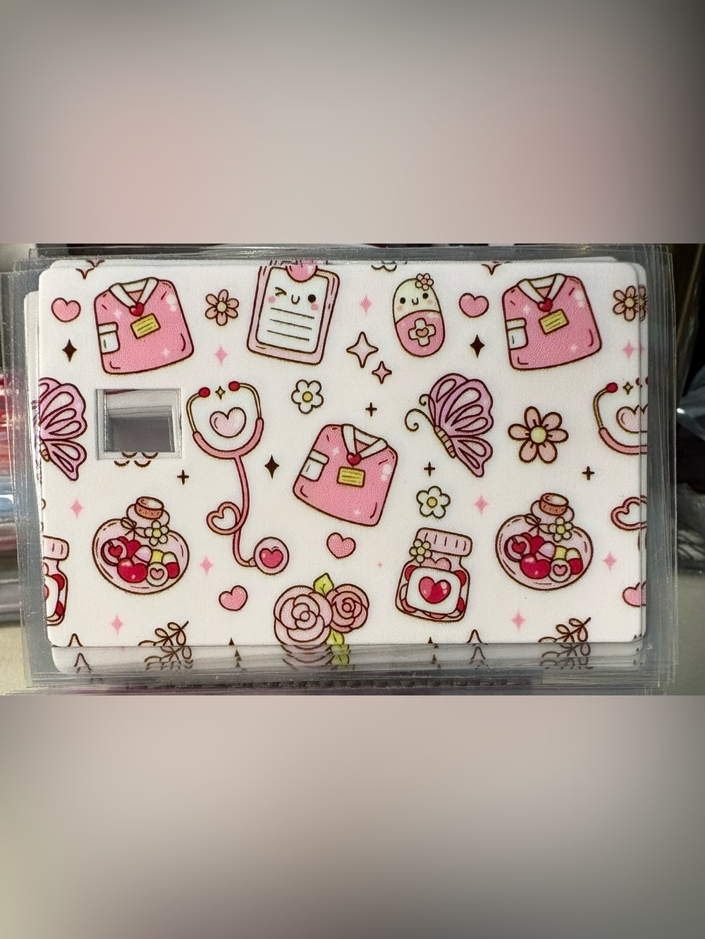 Pink Medical Nurse Print Card Sticker